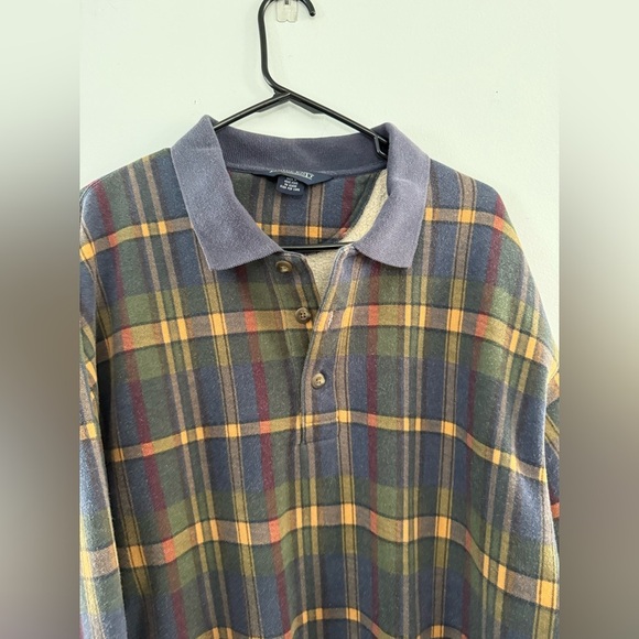 VTG Lands End Quarter Zip Pullover Sweatshirt Jacket Plaid Flannel Multi Color M - Picture 8 of 11